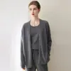 Cárdigan de Punto sin Botones para Mujer, Nuevo Otoño/Invierno Holgado de Manga Larga con Cuello en V de Color Sólido 100% Cachemira Chaqueta Suéter, Versátil
