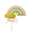 Decoración de pastel serie arcoíris globo aerostático tridimensional nubes luna meteoro color láser tarjeta tarjeta de fiesta plug-in