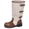 En Stock Suela Gruesa Cuero Estilo Británico Hebilla de Cinturón Botas de Montar Botas Altas para Mujer 2026 Modelo Nuevo Botas Largas Punta Redonda Botas de Motocicleta