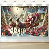 Tecido de Fundo de Natal Transfronteiriço Amazon Novo Banner Decoração de Ano Novo de Natal Tecido para Pendurar Personalização Externa