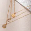 Collar de Estrella Apilable al por Mayor Joyería Europea y Americana Transfronteriza para Mujer, Diseño Vintage Multicapa de Lujo Ligero con Colgante de Lágrima Tachonado de Pedrería