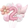 Globo de Película de Aluminio con Números de 32 Pulgadas, Tema de Mariposas Rosas Nuevas Transfronterizo, Set para Fiesta de Cumpleaños, Decoración para Baby Shower