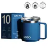 Taza transfronteriza de 10 oz con asa, vaso aislado de acero inoxidable 304, plegable para uso en casa y oficina, vaso de agua, taza de café