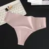 Tanga Sin Costuras Antiembarazo para Mujer Sexy de Látex Cómodo de Cintura Media Color Sólido Alta Elasticidad Tanga de Seda Helada