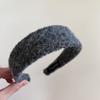 Aro para el pelo de lana de ala ancha de color sólido estilo coreano para mujer, otoño e invierno, retro, elegante, aro para el pelo a presión, pinzas para el pelo que combinan con todo, accesorios para el cabello