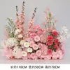 Arreglo floral de piso para boda, decoración de fila de flores rosas, flores de boda, flores artificiales, decoración de pasillo, ambientación, arte floral de escenario T