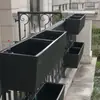 Vaso de Flores Retangular Suspenso Autoirrigável Tipo Tira Longa para Guarda-Corpos de Varanda, Floreira Suspensa para Guarda-Corpos, Calha de Flores Pendurável