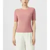 Ropa de punto de color liso de manga corta con cuello redondo, estilo nuevo de verano 2026 para mujer, top elegante de seda helada de alta gama con sensación fresca para el trabajo