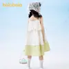 Falda Infantil Balabala 2024 Nuevo Vestido de Verano Vestido para Niñas Moda Color Contrastante Encaje Cuadros Falda Tirantes