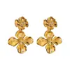 Pendientes de Borla Flor Exagerada Dorada de Alta Gama Pendientes de Diseño Pendientes Retro para Mujer Nuevo Estilo Verano 2025