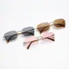 Gafas de sol cuadradas sin montura estilo europeo y americano, Gafas de sol con borde cortado transfronterizas estilo japonés y coreano, Gafas de sol cuadradas de montura pequeña