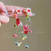 Pendientes de Borla de Flor de Tela del Jardín de Monet Temperamento Súper Hada Más Fáciles de Combinar Pendientes Moda de Nicho Pendientes de Alta Gama para Mujer