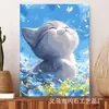 Línea de Camping Cachorro Dibujo Animado Fondo Anime Tela Colgante de Pared Habitación de Estudiante Decoración de Dormitorio Pintura al Óleo Digital