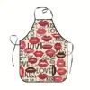 Delantal de Peluquería Transfronterizo, Delantal Anti-Suciedad para Artista de Pestañas y Uñas, Delantal de Cocina, Delantal Personalizado de Moda con Estampado de Labial
