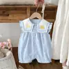 Macacão de Bebê Verão Fino Algodão Puro Respirável Romper de Casa para Bebês Meninas Romper de Manga Curta para Bebês Roupas para Ar Condicionado