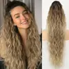 Venta al por mayor de pelucas europeas y americanas transfronterizas, cabello largo rizado de 26 pulgadas, clip de garra, peluca de cola de caballo con permanente de maíz para mujer