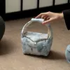 Dinastías Tang y Song Arte Textil Hecho a Mano Sueño de Mariposa Azul Accesorios para Ceremonia del Té Colección Alfombrilla Azul para Té Paño para Té Juego de Té Bolsa de Almacenamiento Portátil