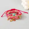 Pulsera de corazón de palma y ojo maligno estilo bohemio, bestseller transfronterizo, pulsera de cordón elástico multicapa