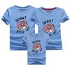 Venta al por mayor Ropa nueva de algodón peinado para padres e hijos Manga corta Ropa de verano Decoración para el hogar Camiseta de manga corta para parejas Ropa para actividades logo