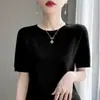 Nova Chegada Primavera e Outono Primeira Linha Pronto para Usar Gola Redonda Manga Curta Lã Fina Imitação Pele Veludo Amigo da Pele Top Feminino Para Usar por Baixo Por Cima Suéter de Tricô