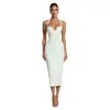 Vestido Elegante de Encaje con Cuello Halter y Parches de Encaje, Ajustado, de Longitud Media, Diseño de Ballenas, Color Sólido, para Mujer, Primavera y Verano, Transfronterizo