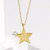 Cadena para Clavícula de Estrella y Luna Estilo Europeo y Americano Nicho Hueco Cara Sonriente Fase Lunar de Estrella Colgante de Circonita Joyería al por Mayor