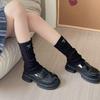 Calcetines de Punto para Otoño e Invierno Calientes Bordados JK Lazo de Media Caña para Pantorrilla Engrosados Apilables Calcetines Estilo Japonés para Chicas Calientes