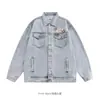 Chaqueta de mezclilla elegante transfronteriza para hombre, top casual vintage versátil de estilo americano streetwear moderno, corte holgado