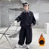 Roupas Infantis Meninos Primavera e Outono Moletom com Gola Conjunto Casual Crianças Maiores Roupa de Primavera Solta Manga Longa Conjunto de Duas Peças Dropshipping Transfronteiriço