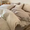 Estilo Nórdico Simples Cor Sólida Todo Algodão Roupa de Cama Conjunto de Quatro Peças Lençol de Cama Listrado 100% Algodão Capa de Edredom Estilo Lençol com Elástico Conjunto de Três Peças Suprimentos
