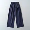 Calça Casual de Tencel em Estilo Relaxado, Novo Modelo de Verão com Cintura Elástica, Cordão, Pregas, Caimento Solto, Emagrecimento, Calça Versátil de Perna Reta