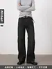 Nirben Vaqueros Lavados con Recubrimiento Estilo Retro Americano para Hombre Streetwear Marca de Tendencia Pierna Ancha Recta Pantalones Largos