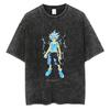 Playera Lavada Vieja Nuevo Cazador de Tiempo Completo Anime Talla Europea Estampada Manga Corta Retro Estilo Americano Holgada Manga Corta