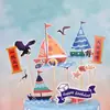 Calavera de animal marino barco tema infantil adorno para pastel una pieza barco pirata decoración de tarjeta estrella