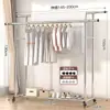 Secador de Ropa de Pie con Ruedas, Tendedero Retráctil para Interiores, Barra para Secar Ropa Doméstica, Tendedero para Balcón
