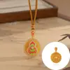 Colar Bússola de Cabacinha Esmaltada para Mulheres, Novo Estilo Chinês com Design de Strass, Temperamento Retrô Escovado, Corrente de Suéter Levemente Luxuosa com Corda Trançada