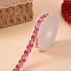 Cinta de Estilo Étnico Bordada con Flecos Rojos Festivos Lazo Hecho a Mano DIY Accesorio para el Cabello Diadema Accesorio para Ropa Cinta