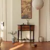 Gabinete de Entrada Tallado en Madera Maciza Retro Francés Gabinete Divisorio de Vestíbulo Aparador de Madera Maciza Americano Europeo Gabinete de Almacenamiento para el Hogar