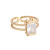 JZ227 Anillo de plata esterlina S925 estilo coreano, anillo de oro con diamantes cuadrados retro de personalidad simple, anillo femenino que combina con todo