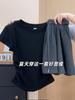 Estilo Delicado Versão Coreana Blusa de Gola Redonda Verão 2026 Pura Desejo Camiseta Versátil para Mulheres Slim Fit Cintura Marcada Franzido Ombro Normal Mangas Curtas