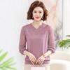 Madre de mediana edad primavera 2024 nueva camiseta básica moda primavera y verano para mujeres de mediana edad top de punto que reduce la edad