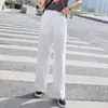 Pantalones de Pierna Ancha para Mujer Primavera y Verano Cintura Alta Seda de Hielo Dosificación Pantalones de Falda Recta de Nueve Puntos Pantalones Finos Ajustados Pantalones para Estudiantes Mujeres