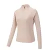 Sudadera de cuello alto para mujer, primavera y otoño, manga larga, corte ajustado, media cremallera, transpirable, para ocio al aire libre