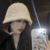 Chapéu feminino outono e inverno versão coreana de 2022 explosões moda Chapéu de pescador de pelúcia com orelhas de coelho Joker chapéu balde