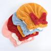 Touca de banho de veludo coral com laço, touca de secagem de cabelo, sem sopro, secagem rápida, portátil, chapéu de princesa fofo para mulheres adultas, macio e absorvente