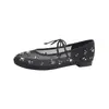 Zapatos Mary Jane de Malla Transpirable con Pedrería para Mujer 2026 Nuevos Zapatos Planos de Ballet con Lazo Francés Zapatos de Punta Baja