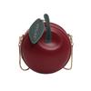 Bolsa Pequena Redonda Feminina de Maçã Pequena Fresca Fofa Verão 2024 Nova de Cor Sólida com Corrente Mini Crossbody Tendência