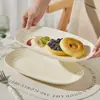 Pratos de Cerâmica com Cor Esmaltada Estilo Creme Utensílios de Mesa Conjunto de Louça Cerâmica Doméstica Prato Tigela Caixa de Presente Presente de Inauguração Nova Residência