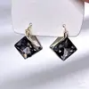 Brincos Quadrados de Cristal Diamante Rombóide Super Brilhantes, Dupla Face, Exquisitos e Modernos, Brincos Estilosos com um Toque de Luxo Leve e de Alta Qualidade para Mulheres