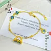 Tienda de Oro Mismo Estilo Oro Antiguo Esmalte Estanque de Lotos Pez Flor Alegre Candado Pulsera para Mujer Joyería Dopamina Femenina